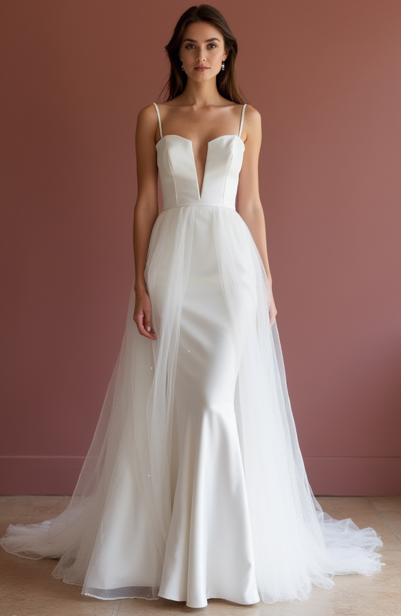 Princess White Wedding Dress with a Dramatic Skirt for a Grand Bridal Moment