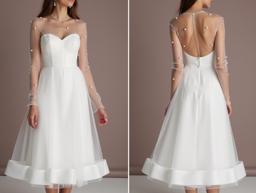 Playful White Mini Short Wedding Dress with a Tulle Skirt for a Fun and Flirty Look