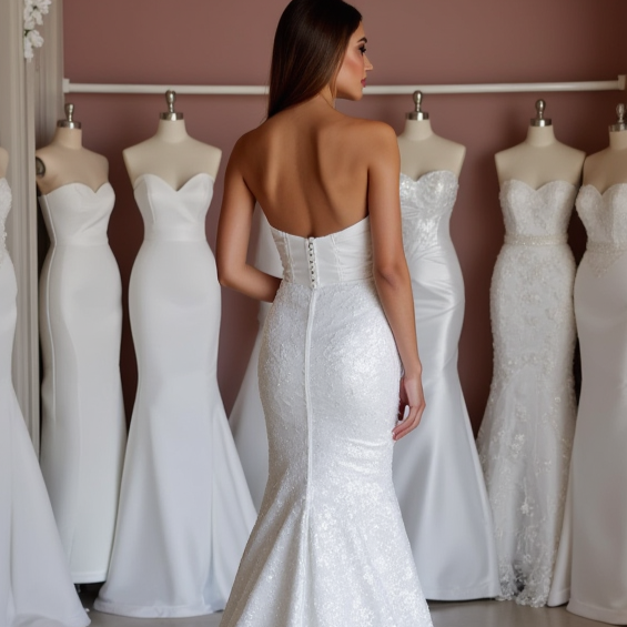 Modern White A-Line Wedding Dress with a High Slit for a Bold Bridal Statement