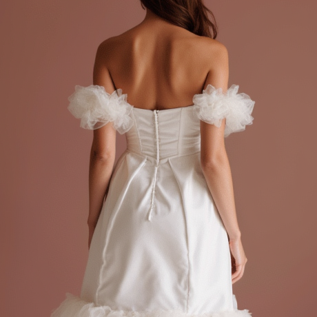 Bohemian White Mini Short Wedding Dress with a Flowing Tulle Skirt for an Ethereal Look