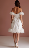 Bohemian White Mini Short Wedding Dress with a Flowing Tulle Skirt for an Ethereal Look