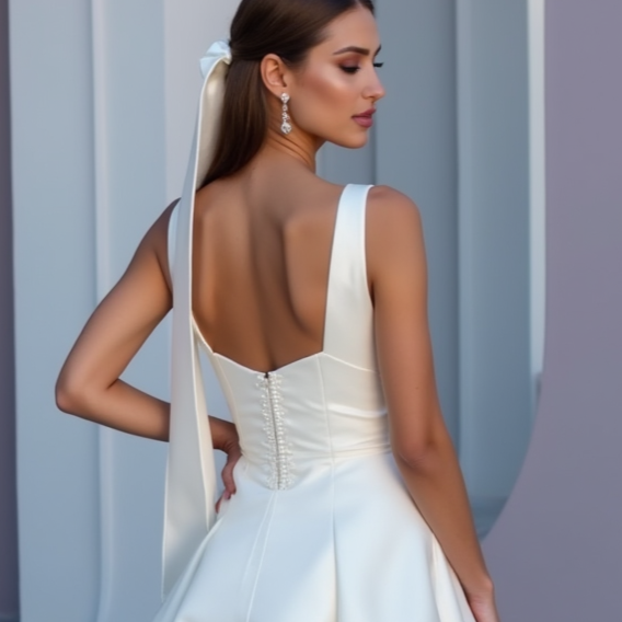 Elegant White Mini Short Wedding Dress with a Draped Neckline for a Chic and Romantic Style