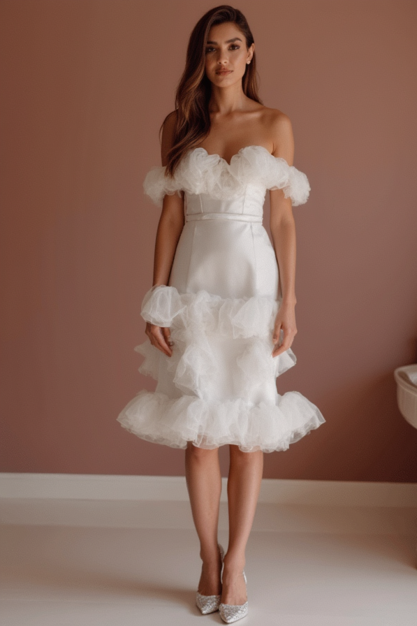 Minimalist White Mini Short Wedding Dress with Simple Straps for an Effortless Look