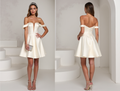 Romantic White Mini Short Wedding Dress with a Layered Chiffon Skirt for a Soft Look