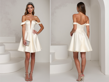 Romantic White Mini Short Wedding Dress with a Layered Chiffon Skirt for a Soft Look