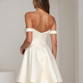 Romantic White Mini Short Wedding Dress with a Layered Chiffon Skirt for a Soft Look
