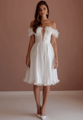 Stylish White Mini Short Wedding Dress with a Cap Sleeve for a Classic Feel