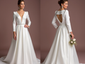 Princess White Wedding Dress with a High Neckline for a Vintage-Inspired Look