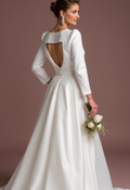 Princess White Wedding Dress with a High Neckline for a Vintage-Inspired Look
