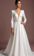 Princess White Wedding Dress with a High Neckline for a Vintage-Inspired Look