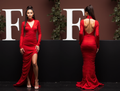 Ultra-Glam Red Evening Dress & Prom Dress with Glittering Bodice and Side Slit