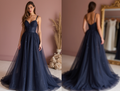 Romantic Blue Evening Dress & Prom Dress with Corset Bodice and Flowing Chiffon