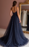 Romantic Blue Evening Dress & Prom Dress with Corset Bodice and Flowing Chiffon