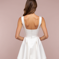 Elegant White Mini Short Wedding Dress with a Draped Neckline for a Chic Touch
