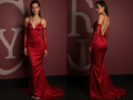 Classic Red Evening Dress & Prom Dress with Sweetheart Neckline and Satin Finish
