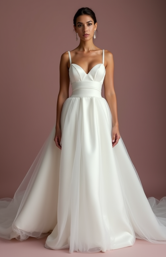 Romantic White Princess Wedding Dress with Layers of Tulle for a Dreamy Look