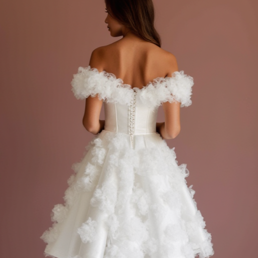 Playful White Mini Short Wedding Dress with a Slit Skirt for a Flirty and Fun Style