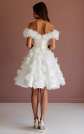 Playful White Mini Short Wedding Dress with a Slit Skirt for a Flirty and Fun Style