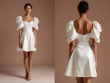 Chic White Mini Short Wedding Dress with a Strapless Bodice for a Sleek and Modern Look