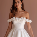Boho White Mini Short Wedding Dress with a Relaxed Fit and Lace Trim for a Carefree Style