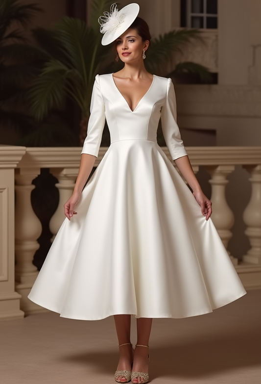 Elegant White Mini Short Wedding Dress with a Layered Skirt for Extra Volume and Drama