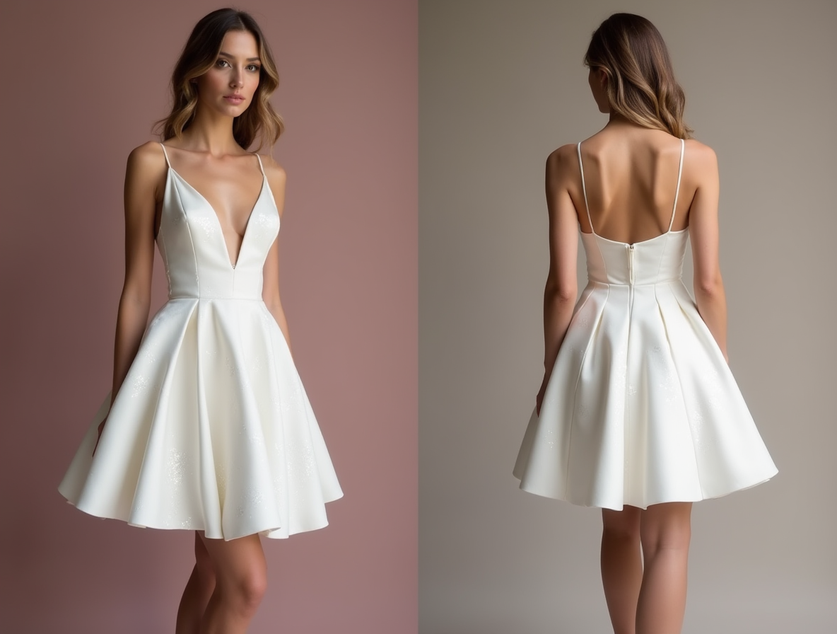 Stunning White Mini Short Wedding Dress with a Halter Neckline for a S