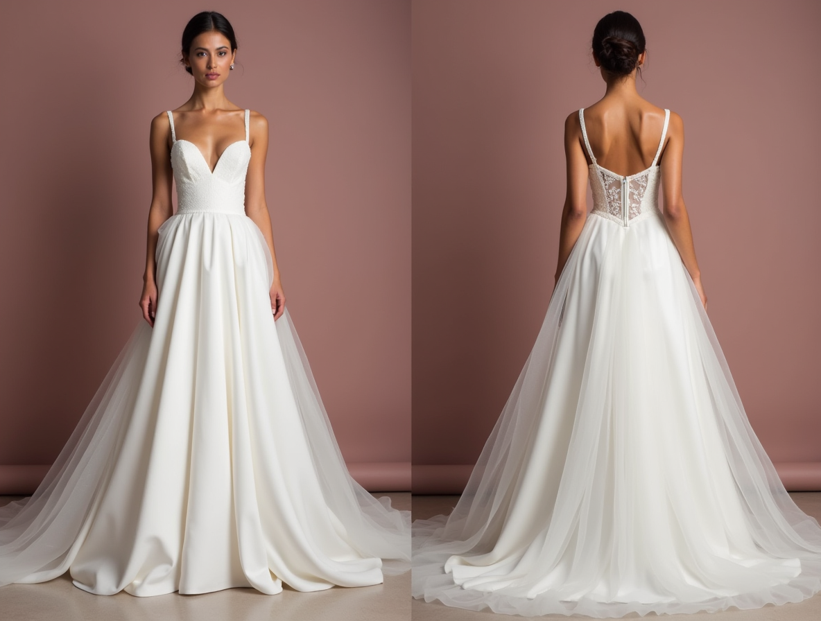 Classic White Princess Wedding Gown with Pearl Embellishments for Elegance