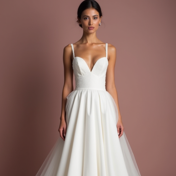 Classic White Princess Wedding Gown with Pearl Embellishments for Elegance