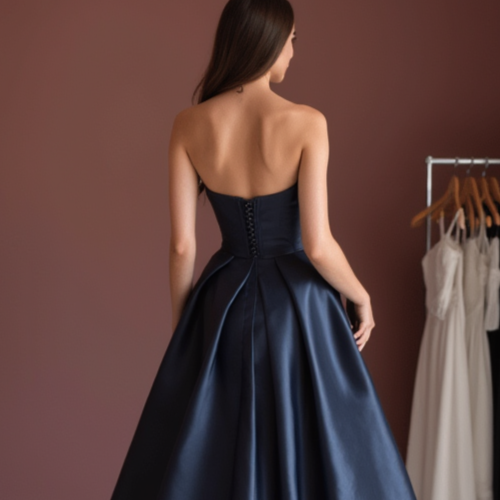 Elegant Black Evening Dress & Prom Dress with Draped Back for a Sophisticated Feel