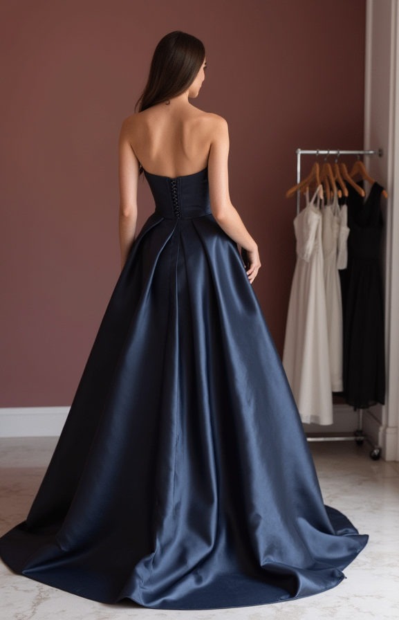 Elegant Black Evening Dress & Prom Dress with Draped Back for a Sophisticated Feel