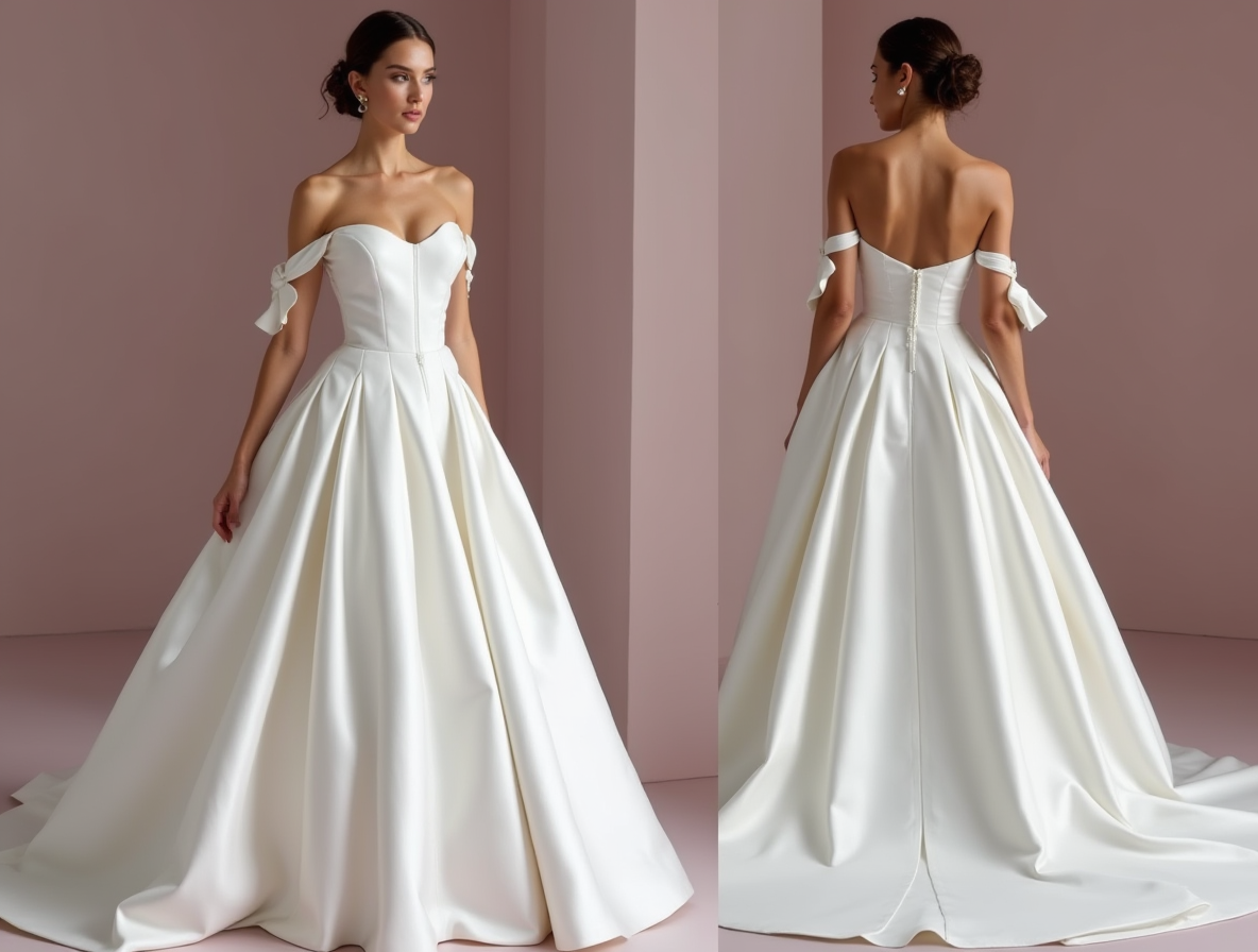 Regal White Princess Ball Gown with Off-Shoulder Draping and a Statement Train