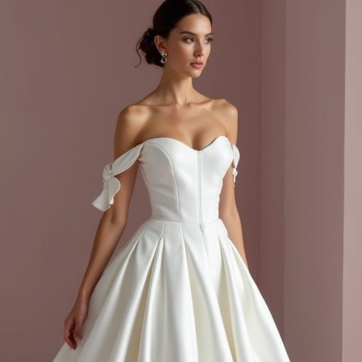 Regal White Princess Ball Gown with Off-Shoulder Draping and a Statement Train
