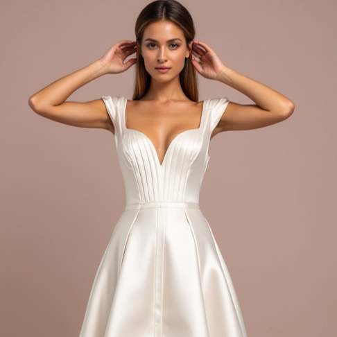 Vintage White A-Line Wedding Dress with Cap Sleeves and Embroidered Lace