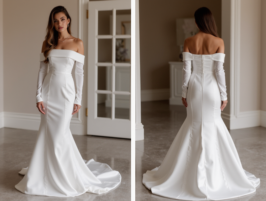 Stunning White Mermaid Wedding Gown with a Crystal Beaded Bodice for Extra Glam