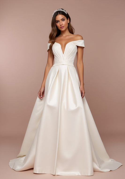 Dreamy White A-Line Bridal Gown with Soft Tulle and Hand-Beaded Details