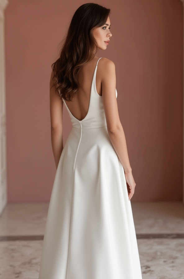 Regal White A-Line Wedding Dress with Satin Skirt and Beaded Bodice for a Luxe Look