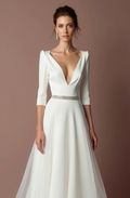 Regal White Princess Wedding Gown with a Chapel Train for a Majestic Look