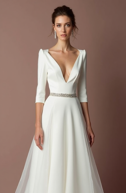 Regal White Princess Wedding Gown with a Chapel Train for a Majestic Look
