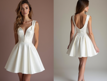 Elegant White Mini Short Wedding Dress with a Sheer Lace Back for a Touch of Romance