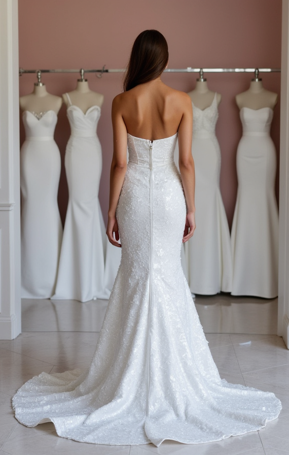 Minimalist White A-Line Bridal Gown with Clean Satin Fabric and Chic Design