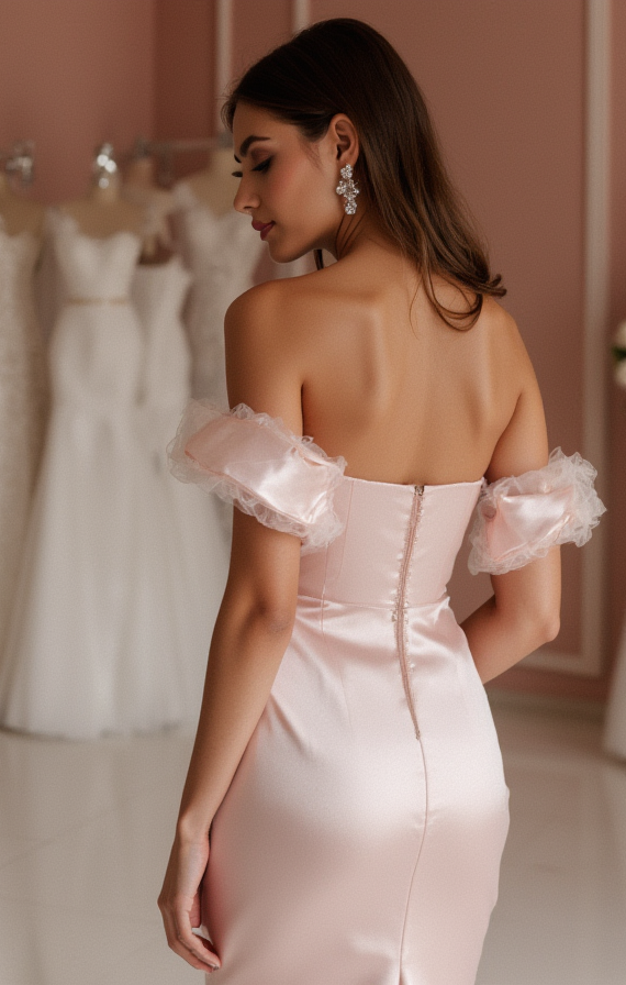 Dazzling Pink Evening Dress & Prom Dress with Pearl Embellishments for a Chic Touch