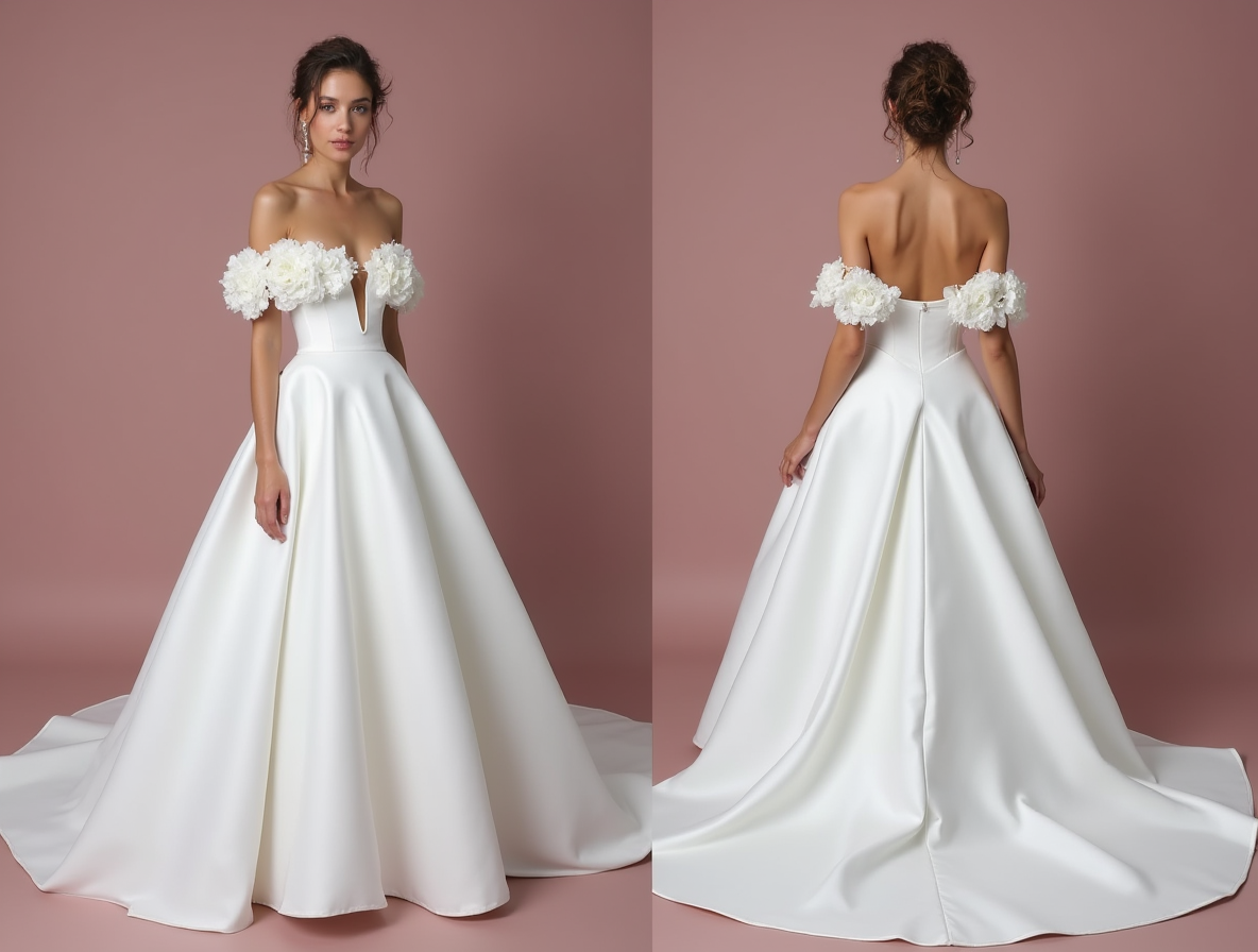 Classic White Princess Wedding Dress with Glitter Tulle and Romantic Lace Appliqué