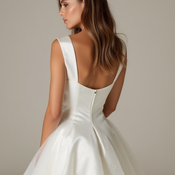 Stylish White Mini Short Wedding Dress with a Cowl Neckline for a Modern and Chic Look