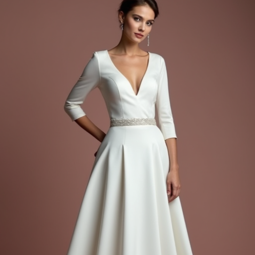 Princess White Wedding Dress with Long Sleeves for a Graceful Look