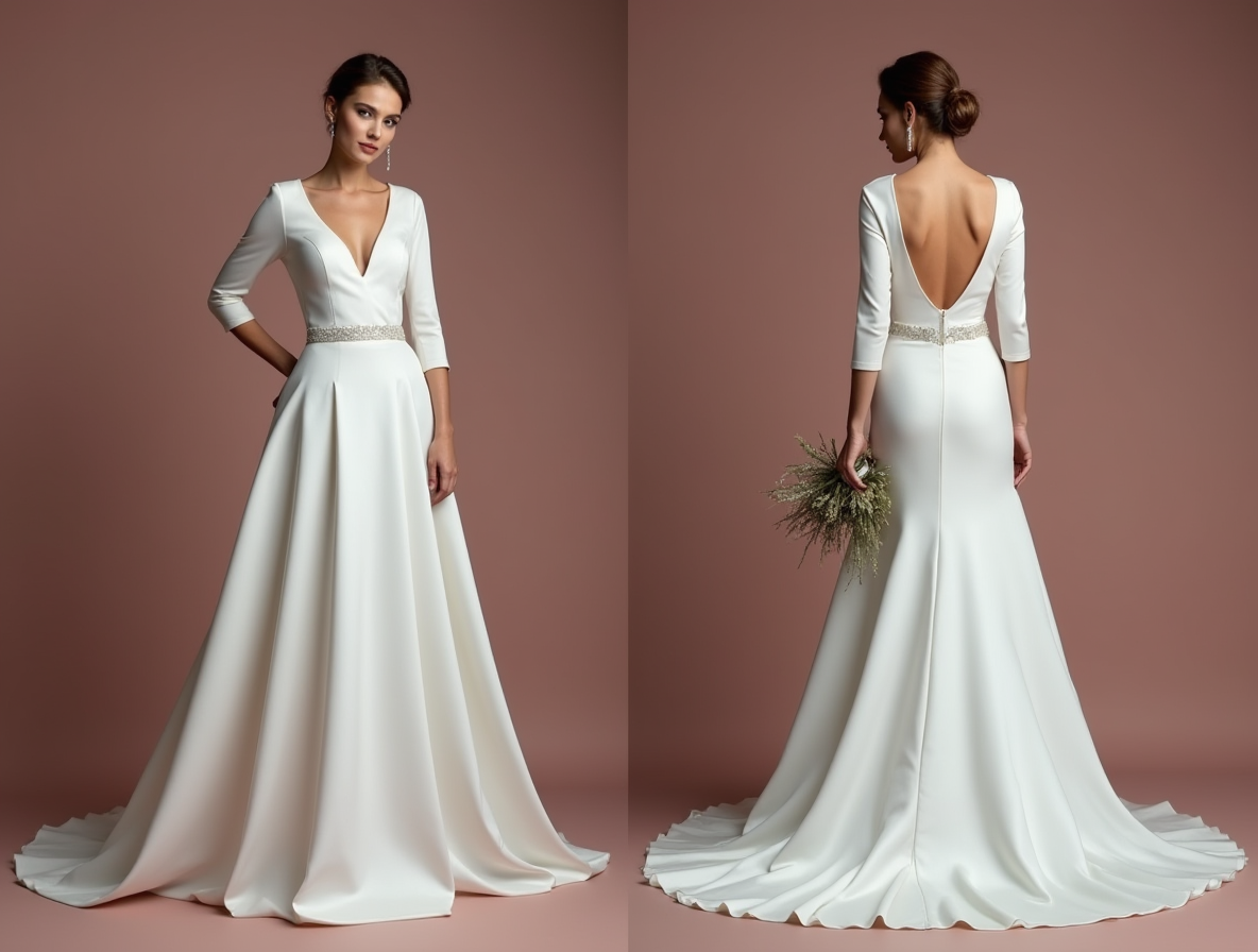 Princess White Wedding Dress with Long Sleeves for a Graceful Look