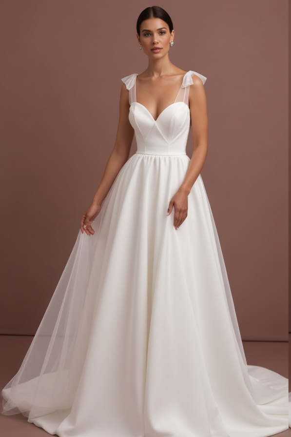 Elegant White Princess Bridal Gown for a Stunning and Refined Wedding Look