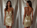 Modern Gold Evening Dress & Prom Dress with High-Low Tulle Layers