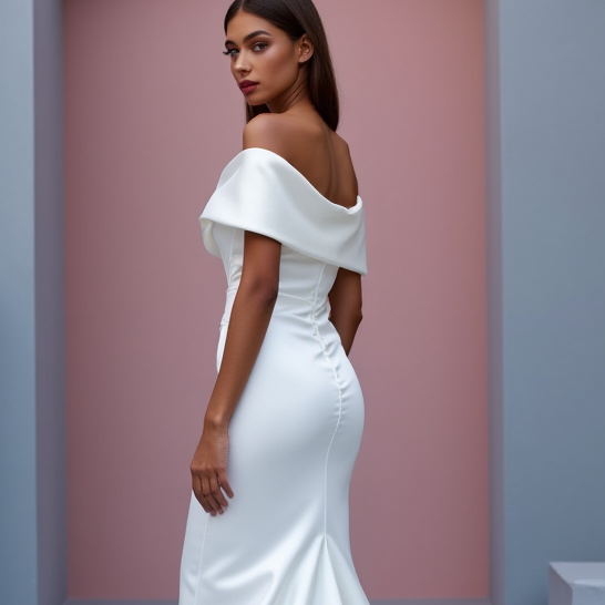 Stunning White Mermaid Wedding Dress with a Lace Bodice and Fitted Skirt