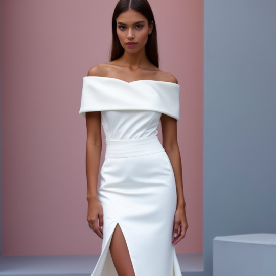Stunning White Mermaid Wedding Dress with a Lace Bodice and Fitted Skirt