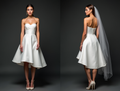 Chic White Mini Short Wedding Dress with a Deep V-Neckline for a Sexy and Sophisticated Look